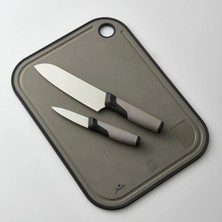 Jumbo Smart Grey Cutting Board And 2-Piece Knife Set - Grey
