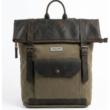 Old Cotton Cargo Cahuilla Hakiki Deri & Mumlu Kanvas Vintage Sırt Çantası – 15.6" Laptop Bölmeli Unisex Kamp, Seyahat ve Günlük Çanta