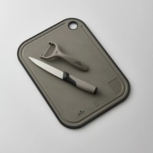 Jumbo Smart Grey Cutting Board And Peeler Set - Grey