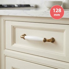 Eym Porselen Mobilya Dolap Kulp 128 mm Antik Sarı