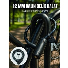 Trend Kapında Anahtarlı Çelik Halat Kilit 12 mm Güçlü Bisiklet Kilidi 80 cm Pvc Kaplamalı Elektrikli Scooter ve Motosiklet Uyumlu