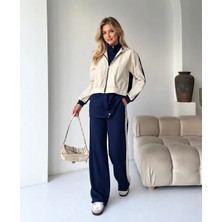 Meride Fashion Kapüşonlu Paraşüt Garni Detaylı Modal Kumaş Takım - 2464 L - Lacivert