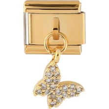 Costurera GOLD TAŞLI KELEBEK ÇELİK CHARM