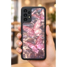 BG AKSESUAR Samsung Galaxy A23 Uyumlu Pembekelebek Desenli Kamera Korumalı Darbelere Dayanıklı Kılıf
