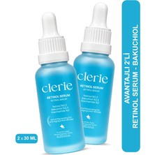 Clerie Retinol Serum %0,3 Retinol %2,5 Bakuchiol Kırışıklık Karşıtı 2'li Set 2X30 ml