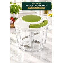 Viracasa Ipli El Rondosu Yeşil 700 ml Manuel Doğrayıcı Üçlü Çelik Bıçaklı Soğan Sarımsak Doğrayıcı