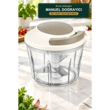 Viracasa Ipli El Rondosu Gri 700 ml Manuel Doğrayıcı Üçlü Çelik Bıçaklı Soğan Sarımsak Doğrayıcı