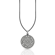 Oya Silver Zodyak Burç Gümüş Güneş Madalyon Kolye 3.2x2.5 cm [OYOT455]
