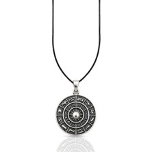 Oya Silver Burç Sembollü Iri Gümüş Zodyak Madalyon Kolye 4x2.8 cm [OYOT452]