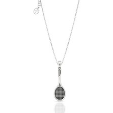 Oya Silver Oksitli Gümüş Tenis Raketi Kolye 3.8x1.1 cm [OYOT435]