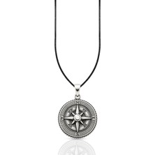 Oya Silver Iri Gümüş Pusula Kolye 3.5x2.6 cm [OYOT450]
