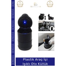Denguva #küllük Yanmaz Kırılmaz Kapaklı Duman Koku Önleyici Premium Siyah Plastik Araç Içi Işıklı Oto Küllük