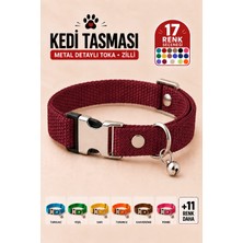 Pompiti Kedi Tasması Ayarlanabilir Sesli Çıngıraklı Boyun Tasması Bordo