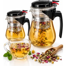 Çayoma Presstea Tek Tuşlu Cam Bitki Çayı Demliği – Süzgeçli Çay Demleme Sürahisi