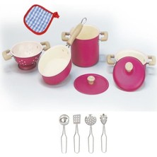 Vardem Oyuncak Vardem 11 Piece Pink Enamel Pot And Pan Set