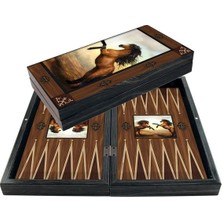 Star Figured Brown Horses Backgammon Set