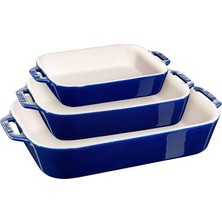 Staub Baking Dish Set 3 Pieces Dark Blue