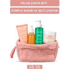 Clerie 4'lü Cilt Bakım Seti - C Vitamini Serum, Cica Krem, Temizleme Jeli, Kolajen Maske ve Çanta