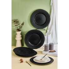 Lora Bianca Onyx Black Glass Charger Plate Set Of 6 32 cm