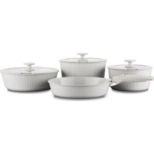 Korkmaz Nova Pratika 8-Piece Beige Cookware Set A2792-2