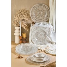 Lora Bianca Pizzo Clear Glass Charger Plate Set Of 6 32 cm
