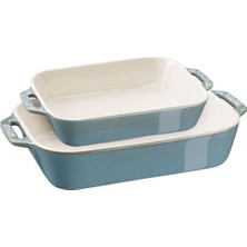 Staub Ceramic Baking Dish Set, 2 Piece Antique Turquoise