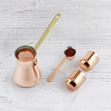 Coho Objet Coho Box Hatir Hammered Copper Turkish Coffee Pot & Spoon & 2-Piece Cup Gift Set