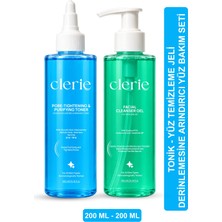 Clerie 2'li AHA-BHA Yüz Toniği ve Sebum Dengeleyici Yüz Temizleme Jeli Seti 2x200 ml