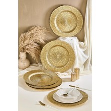 Lora Bianca Victorian 6-Piece Gold Glass Charger Plate Set 32 cm Gold
