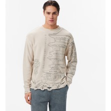 United Unıted4 Men's Cream Knit Sweater