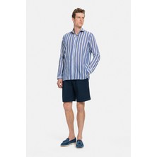 Vakko By PT01 Navy Cotton/linen Bermuda Shorts