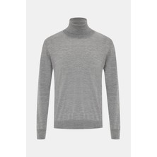 Vakko By Gran Sasso Grey Turtleneck Knit Sweater