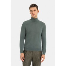 Vakko By Danıele Fıesolı Green Mock Neck Knit Sweater