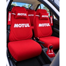 Şimika KIRMIZI MOTUL SÜPER SET DÖRTLÜ SERVİS KILIFI + İKİLİ YASTIK VE KEMER KILIFI +VİTES POLARI