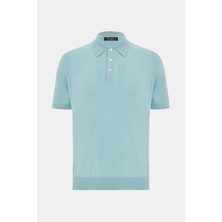 Vakko By Gran Sasso Turquoise Polo Collar Short Sleeve T-Shirt