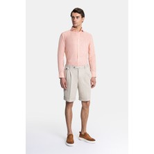 Vakko By PT01 Light Beige Jersey Cotton/linen Bermuda Shorts