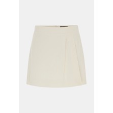 Vakko By Lorena Antonıazzı Ecru Striped Short Skirt