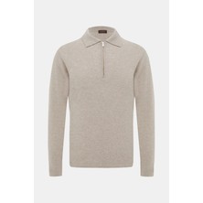 Vakko By Danıele Fıesolı Zip Polo Collar Wool Cashmere Knit Sweater