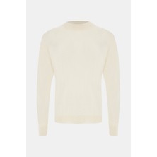 Vakko By Gran Sasso Ecru Mock Neck Knit Sweater