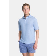 Vakko By Gran Sasso Blue Polo Collar Short Sleeve T-Shirt