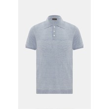 Vakko By Danıele Fıesolı Blue Polo Collar Short Sleeve T-Shirt