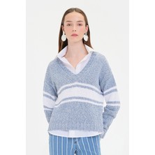 Eleventy Blue V-Neck Knit Sweater