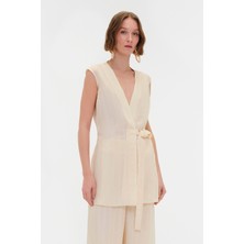Vakko By Gentry Portofıno Cream Sleeveless Blouse