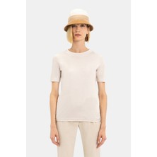 Eleventy Beige Boat Neck Short Sleeve T-Shirt