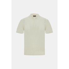 Vakko By Danıele Fıesolı Ecru Polo Collar Short Sleeve T-Shirt