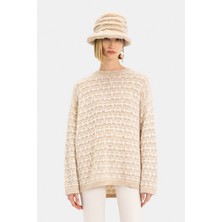 Vakko By Gran Sasso Ecru Crew Neck Knit Sweater