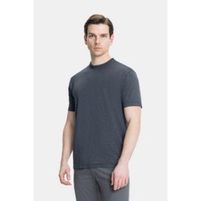 Vakko By Danıele Fıesolı Anthracite Round Neck Short Sleeve T-Shirt