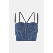 Nensi Dojaka Blue Strappy Blouse