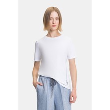 Vakko By Lorena Antonıazzı White Round Neck Short Sleeve T-Shirt