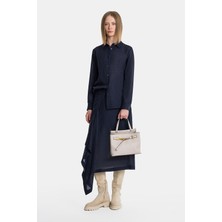 Vakko By Lorena Antonıazzı Navy Striped Skirt